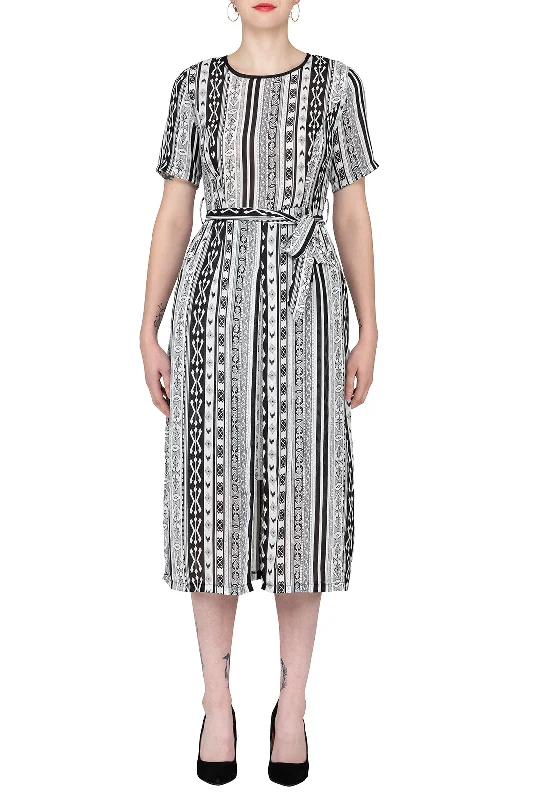 Members Only TWO PEARS-Black and White Pattern Dress