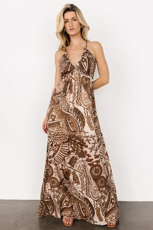 Clearance Items Wallace Open Back Dress | Mocha Print
