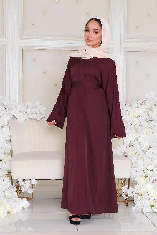 Don't Wait Mariah Essential Open Abaya- Mahogany