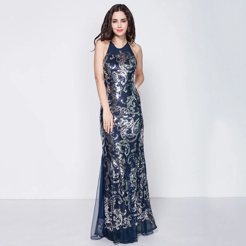 Low Prices Jodie Backless Embroidered Sequin Maxi Dress