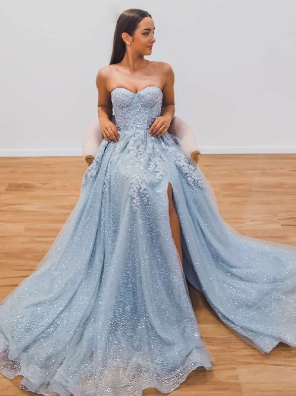 New Arrival GRAY TULLE SEQUIN LONG PROM DRESS, GRAY TULLE EVENING DRESS,F04752