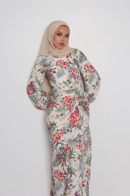 Limited Time Offer Hailey Floral Dress- Off White