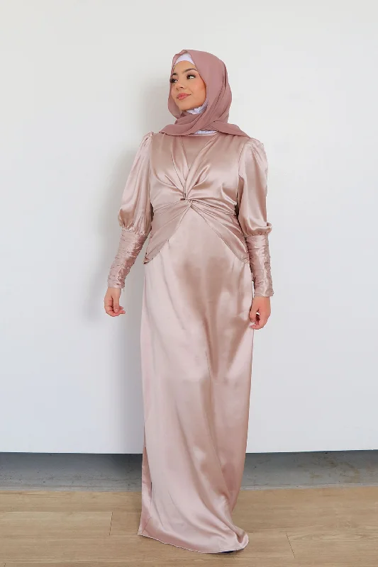 Limited Time Discount Olivia Wrap Satin Dress- Blush Pink