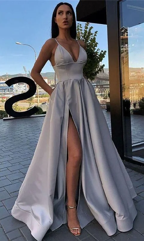Big Discounts Prom Formal Evening Dress Spaghetti Strap Sleeveless Sweep,DS4163