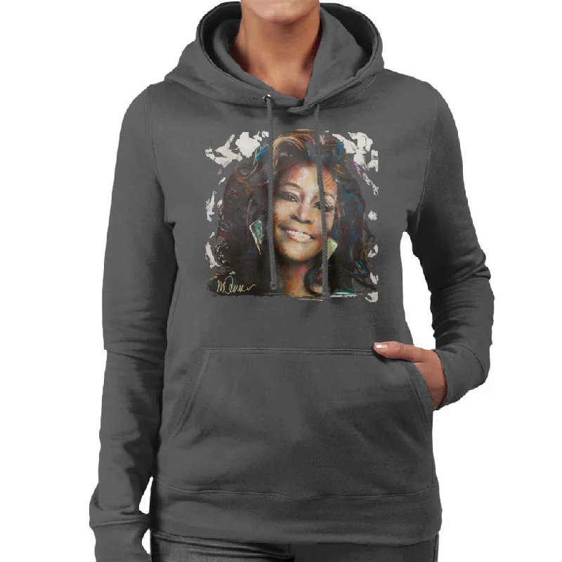 vibrant athletic hoodieSidney Maurer Original Portrait Of Whitney Houston White Women's Hooded Sweatshirt