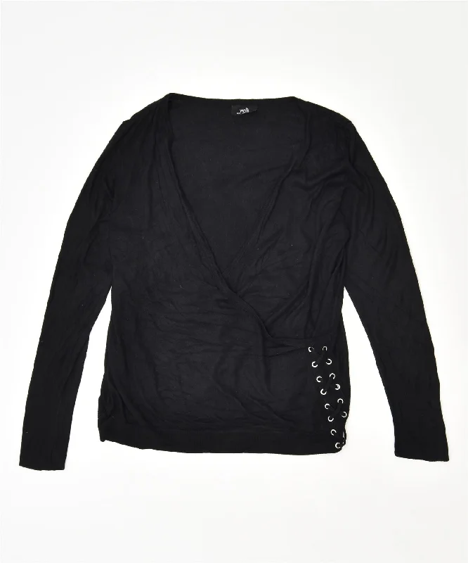 Final Markdown WALLIS Womens V-Neck Jumper Sweater UK 16 Large Black Viscose Vintage