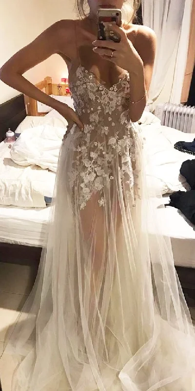 Exclusive Savings A-line Straps Long Prom Dress With Appliques,DS4056