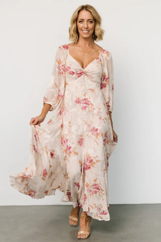 pleated maxi dressEstefania Maxi Dress | Blush + Pink Floral