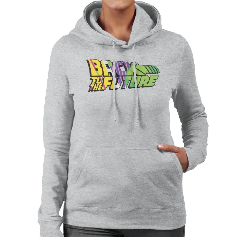 casual hoodieBack To The Future Striped Colourful Logo Women's Hooded Sweatshirt