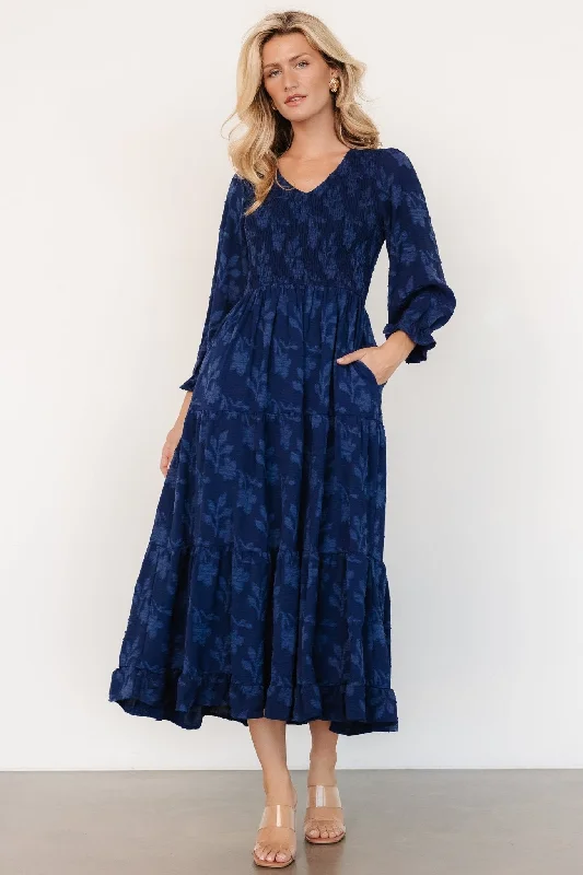 bodycon dressAubrey Smocked Midi Dress | Navy Floral