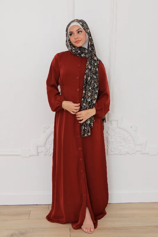 Price Buster Maya Soft Button Down Dress- Burnt Orange