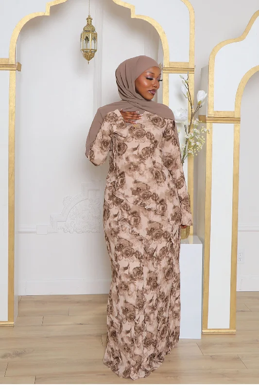 Instant Discount Daisy Floral Ruffle Maxi Dress- Cream