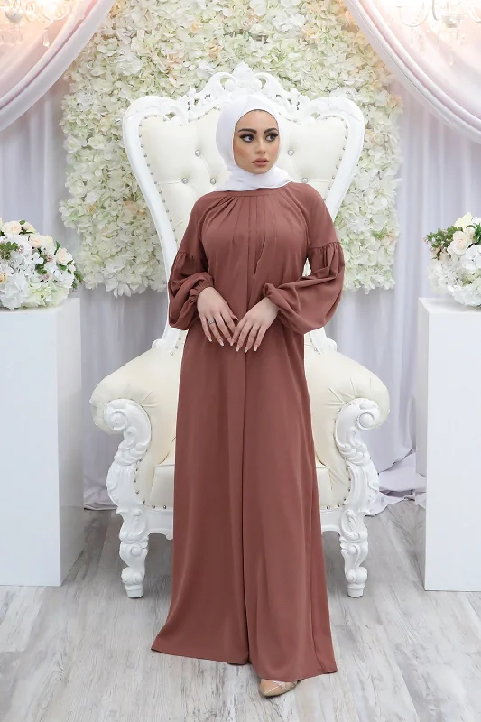 Savings Bonanza Deluxe Soft Balloon Sleeve Dress- Nude Pink