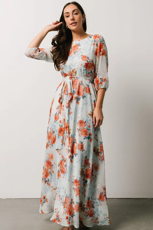 denim dressRebecca Maxi Dress | Blue + Coral Blossom