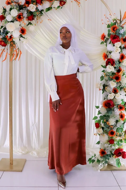 Lowest Prices Lameera Satin Skirt - Burnt Orange