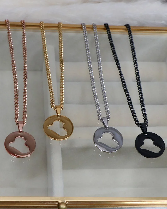 Final Clearance Round Map Necklace- Iraq