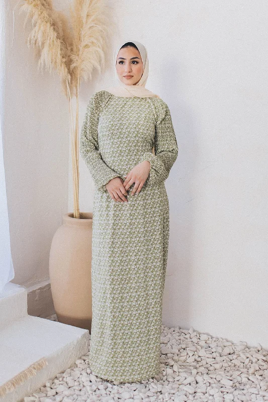 Season Finale Sale Aylana Floral Dress- Sage Green