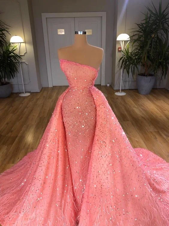 elegant evening dressPink long prom dress formal evening dress, party dress,ED5808