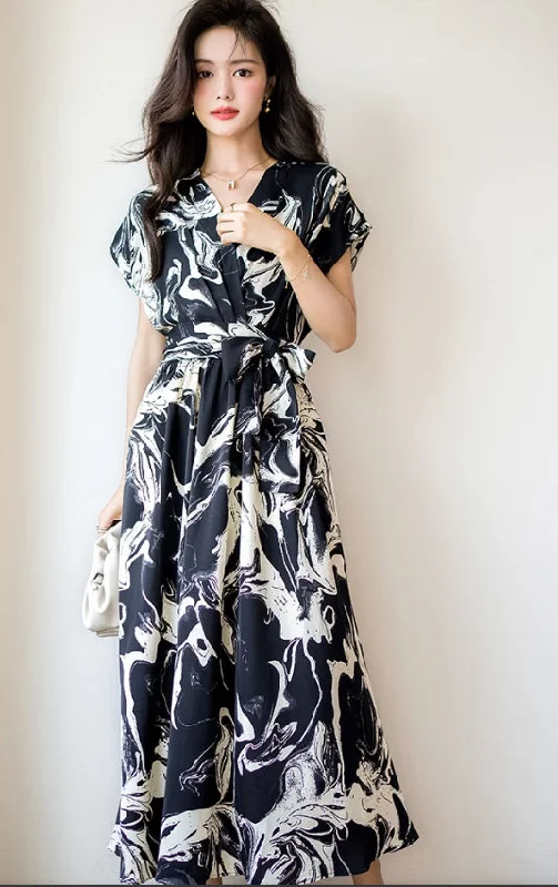 Deep Discounts Printed Black Long Dress