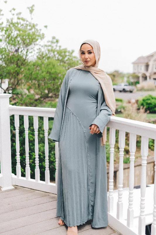 Incredible Offers Samira Pleat Abaya Set - Teal