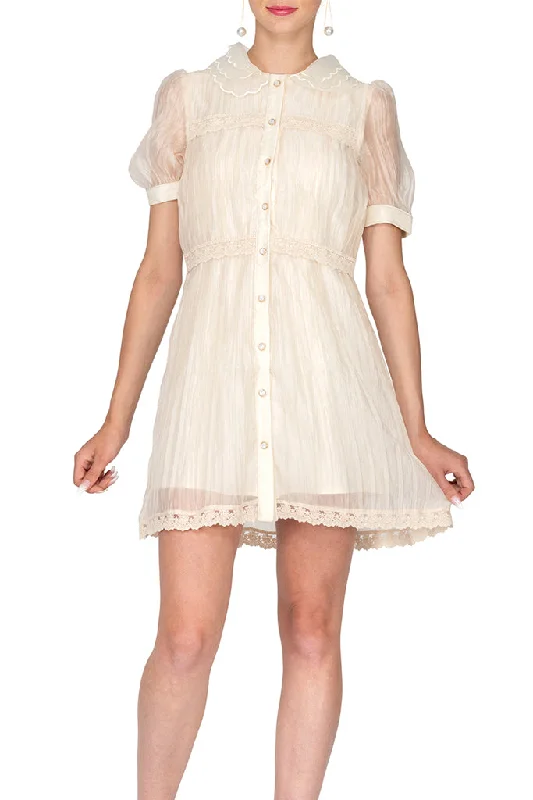Lowest Prices Short Sleeve Button Down Tulle A-line Mini Dress