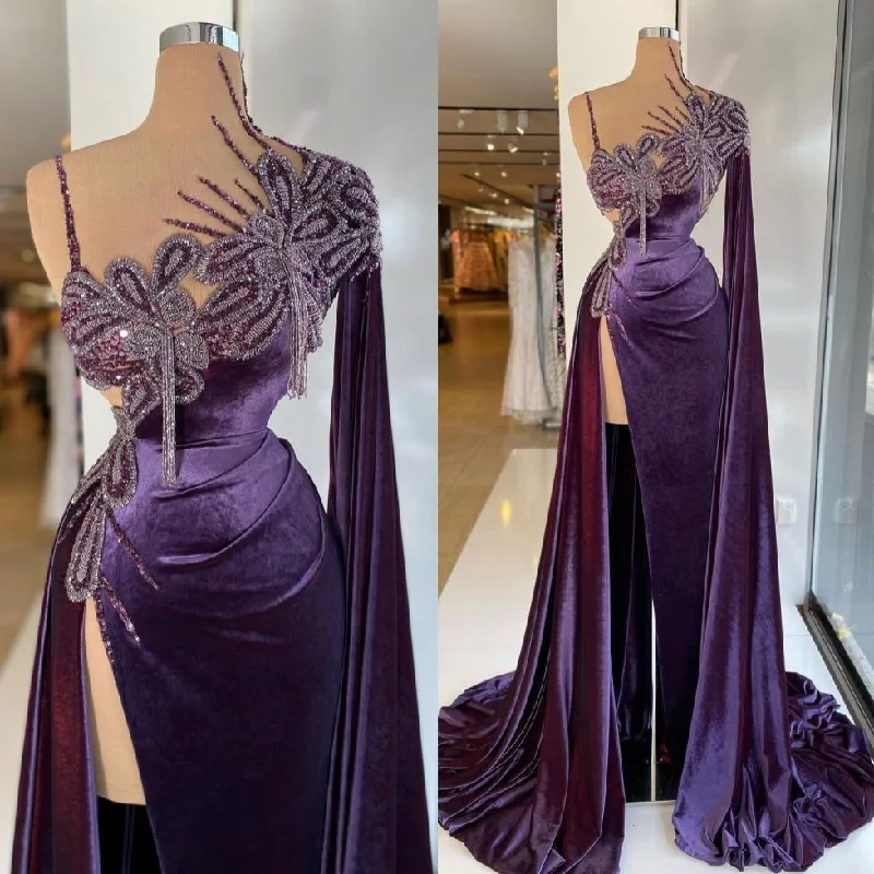 Overstock Gorgeous Purple Long Prom Dress With Split ,DS4175