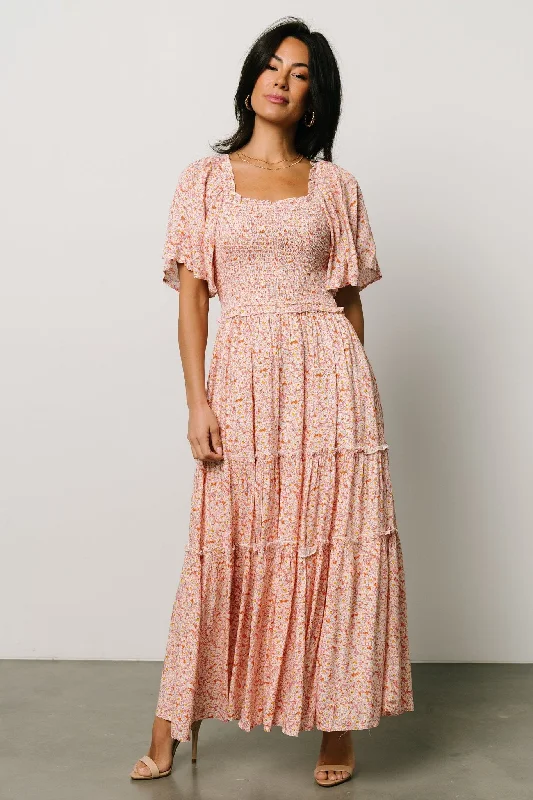 structured dressRegina Smocked Maxi Dress | Coral Floral