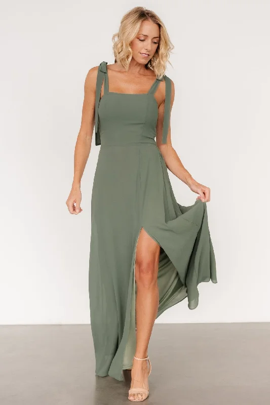 shift dressNecia Tie Shoulder Maxi Dress | Dark Sage