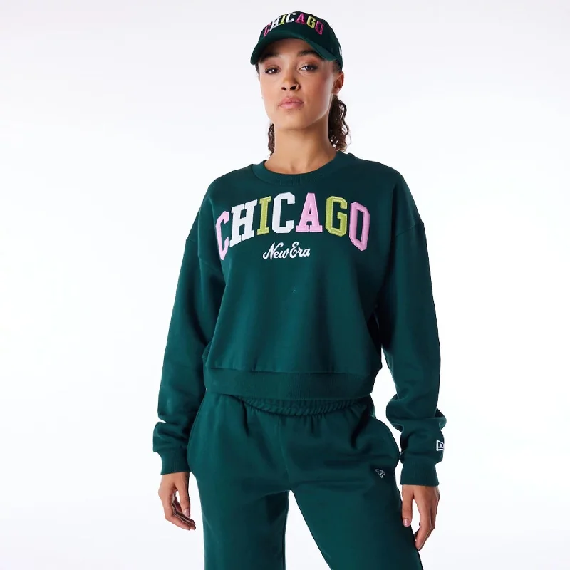 Flash Sale New Era Infill Dark Green Crop Crew Neck Sweatshirt