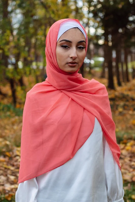 Savings Bonanza Chiffon Bubble Scarf- coral pink