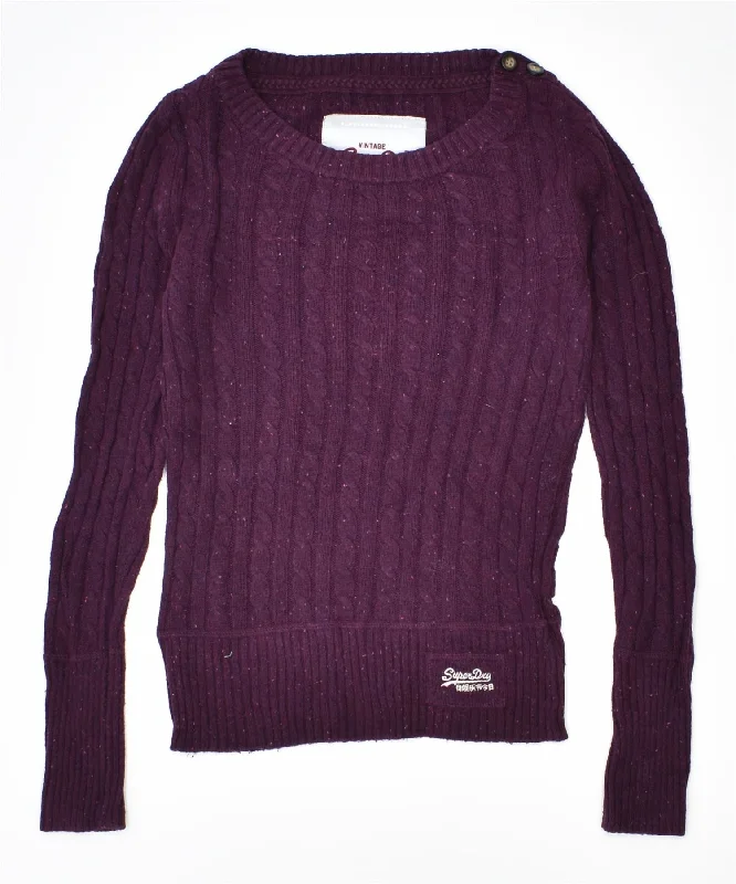 lightweight pullover hoodieVINTAGE Womens Crew Neck Jumper Sweater UK 6 XS Purple Cotton