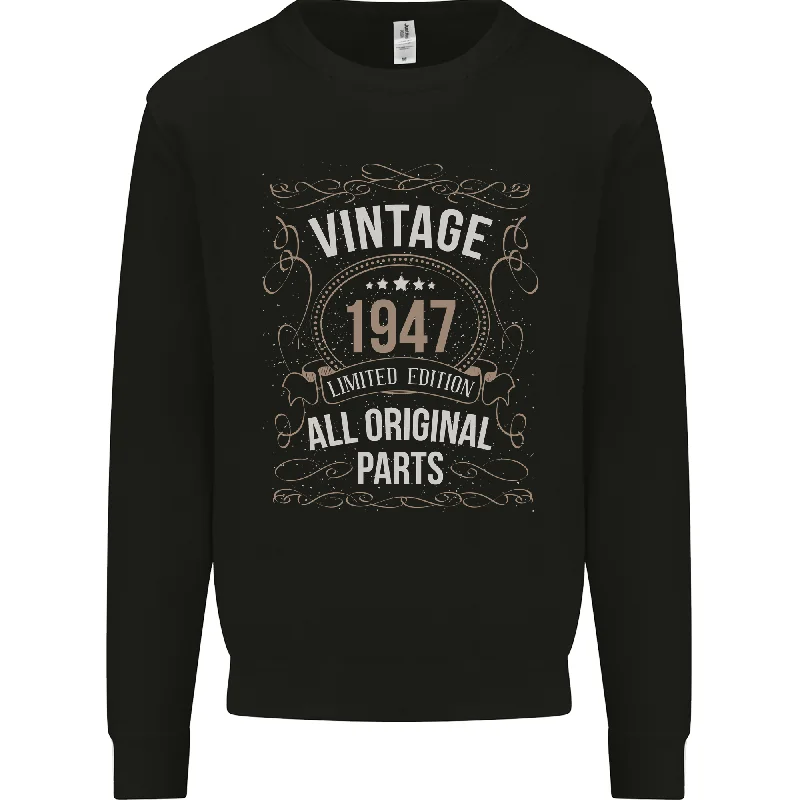 fitted workout sweatshirt77th Birthday Limited Edition 1947 Mens Sweatshirt Jumper