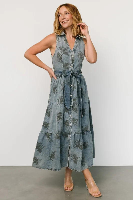Bonus Savings Bernadette Sleeveless Denim Dress | Washed Blue