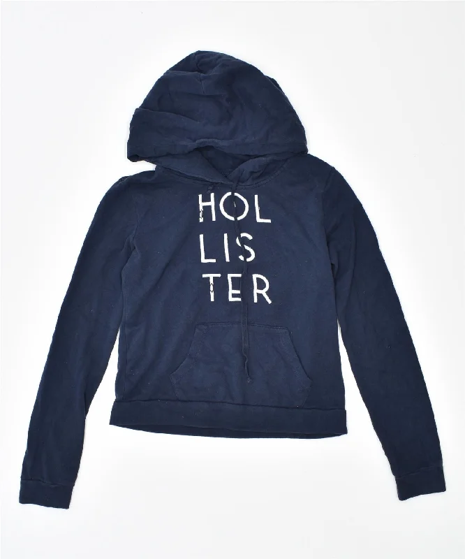 chic workout hoodieHOLLISTER Womens Hoodie Jumper UK 10 Small Navy Blue Cotton