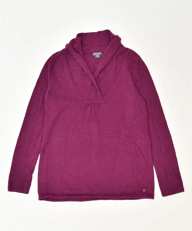 Savings Galore EDDIE BAUER Womens Shawl Neck Jumper Sweater UK 14 Medium Purple Classic