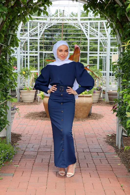 Don't Wait Aliya Premium Top- Navy Blue
