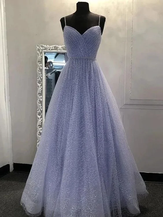 The Best Prices Shiny A Line V Neck Purple Lace Prom Dresses, A Line V Neck Purple Lace Formal Evening Dresses,DS4186