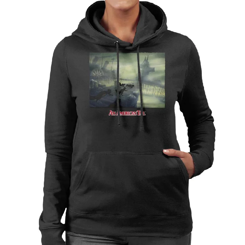 oversized hoodie with drawstringsAn American Tail Cats Chasing Women's Hooded Sweatshirt