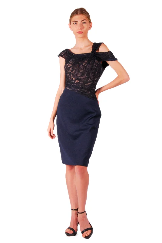 Markdown Madness TADASHI SHOJI-MIDI OFF THE SHOULDER ONE SHOULDER DRESS
