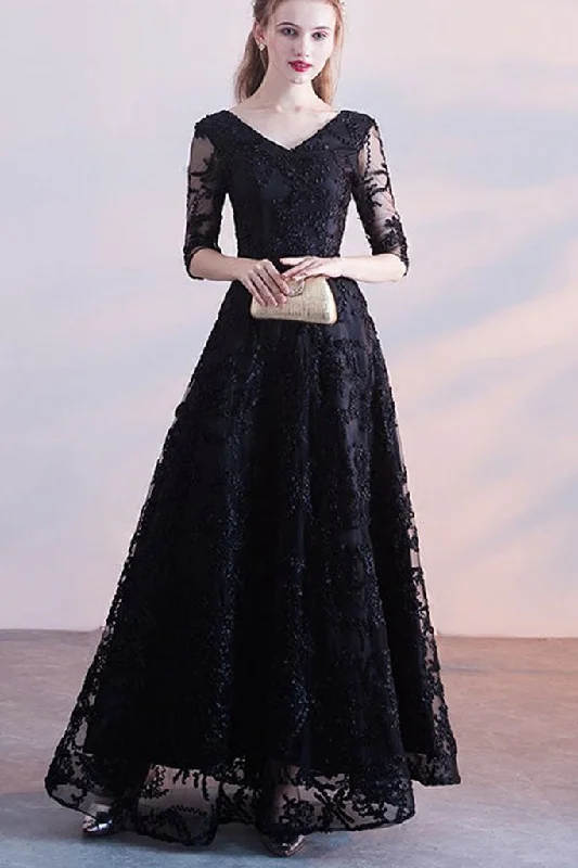 Daily Deals Sheer Sleeve Double V-neck Patchwork Maxi Dress