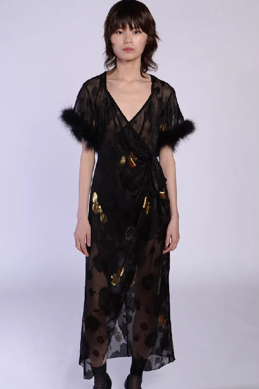 Bargain Bin Anna Sui -  Midnight Shadows Floral Jacquard Dress