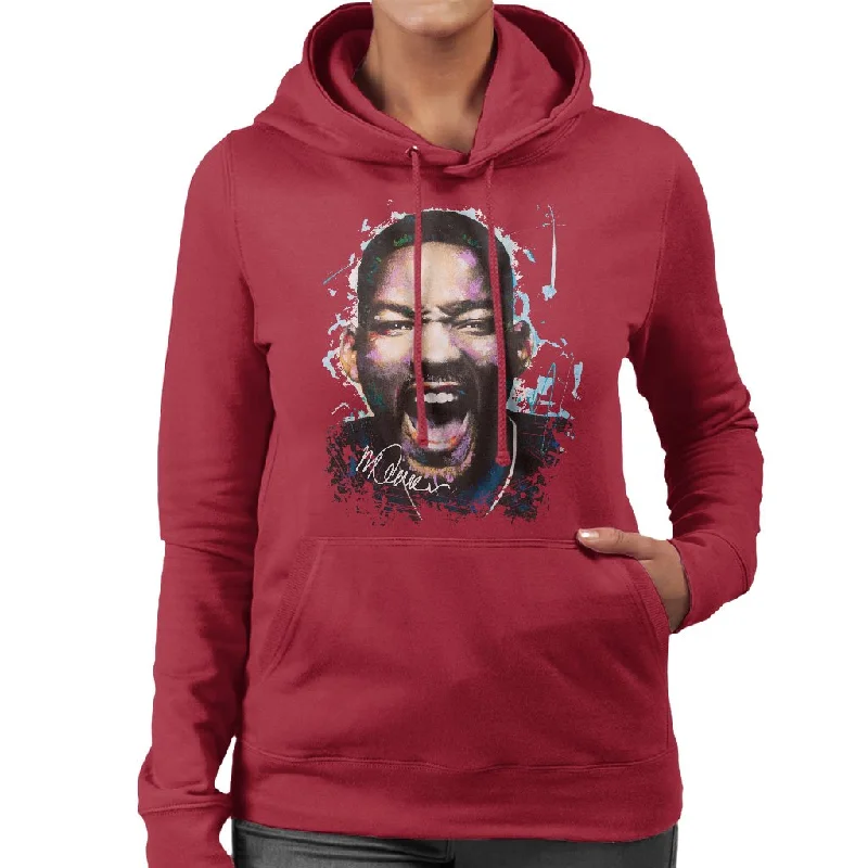 warm workout hoodieSidney Maurer Original Portrait Of Will Smith Women's Hooded Sweatshirt