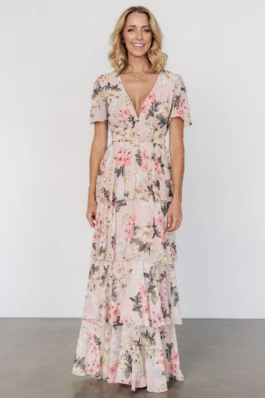 chic wrap dressMontaigne Ruffle Maxi Dress | Pale Blush Floral