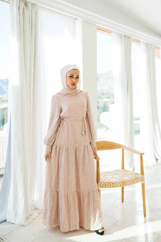 Deal Dash Nova Smock Lace Dress- Blush Pink