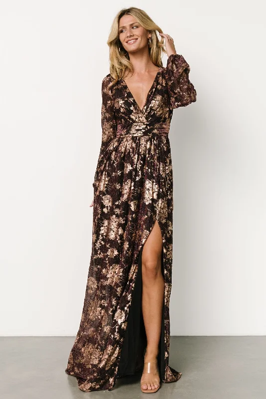 Price Break Charlene Maxi Dress | Wine + Gold