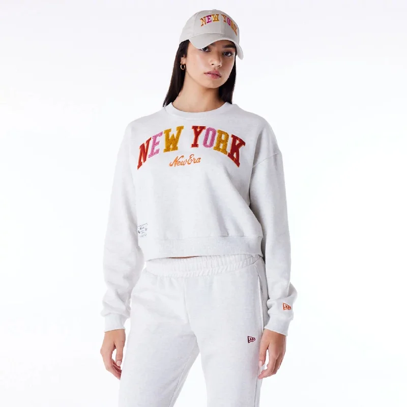Markdowns New Era Infill Grey Crop Crew Neck Sweatshirt