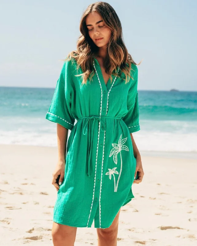 Midnight Madness Label Love Green Palm Dress