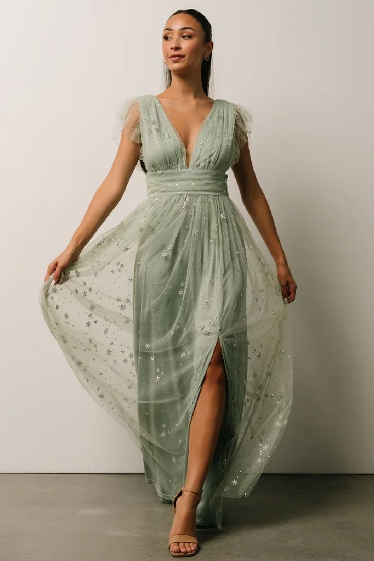 Mega Deal Nova Shimmer Maxi Dress | Sage + Silver
