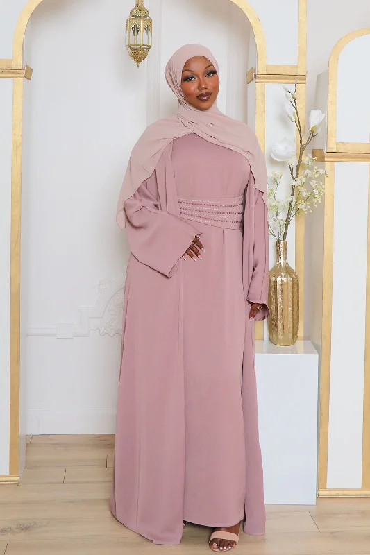 Customer Appreciation Sale Nia Textured Corset Abaya Set- Rose Pink