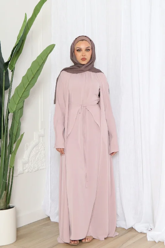 Clearance Sale Aurora Tie Abaya Set- Rose Pink